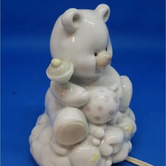NURSERY NIGHT LIGHT CERAMIC BEAR ON CLOUD with RATTLE & BALL Decoration - Picture 11 of 11
